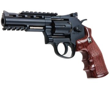 WinGun Airsoft Revolver CO2 701 (4 inch, Brown Grip, 6mm Version) – Black