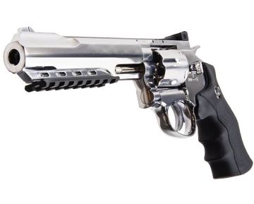 WinGun Airsoft Revolver CO2 702 (6 inch, Black Grip, 6mm Version) – Silver