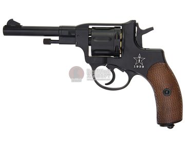 WinGun Airsoft Revolver CO2 721 Nagant M1895 (4 inch, Brown Grip, 6mm Version) – Black