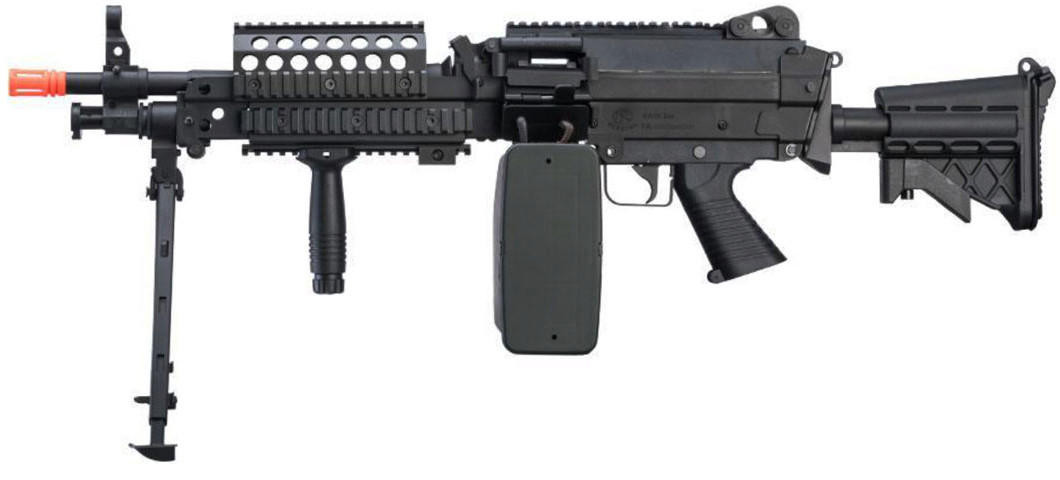 AandK MK46 M249 Saw Light Machine Airsoft Rifle, Black