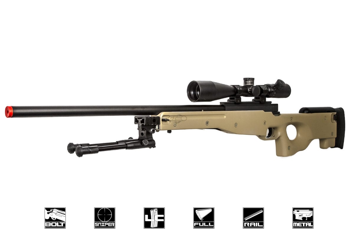 Bravo MK98 Bolt Action Sniper Airsoft Rifle w/ Bipod (Tan)