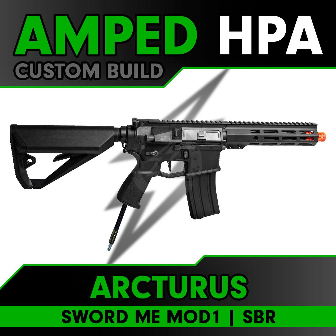 Amped Custom HPA Arcturus Sword FE MOD1 SBR Airsoft with 8″ M-LOK Rail LITE / MOSFET Enhanced