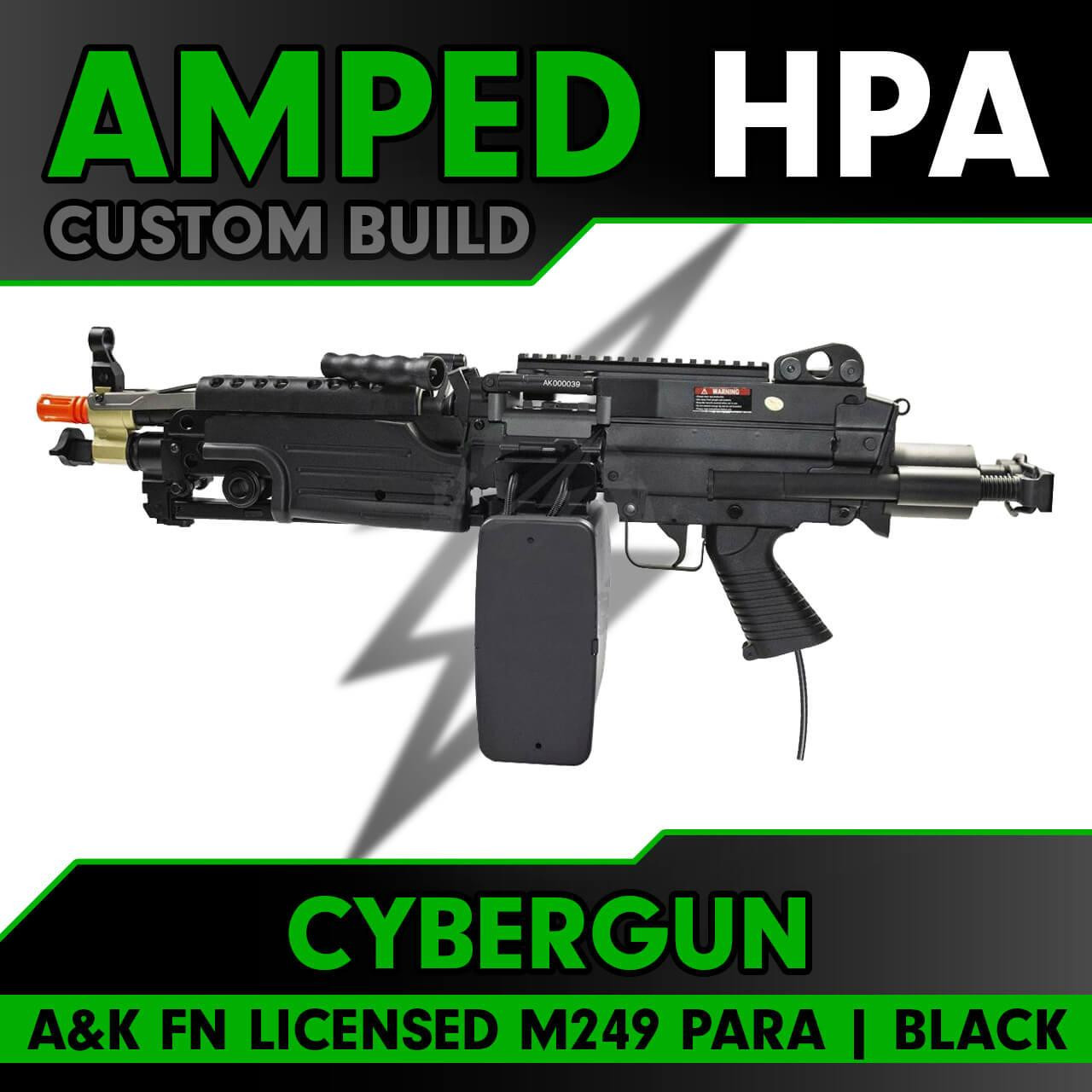 Amped Custom HPA Cybergun A&K FN Licensed M249 Airsoft Machine Gun | Para / Black