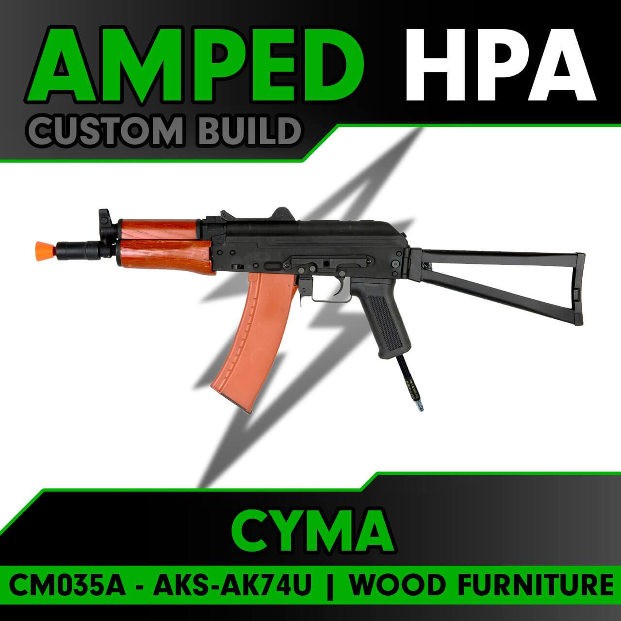 Amped Custom HPA CYMA CM035A AKS-74U Airsoft Rifle | Wood Furniture