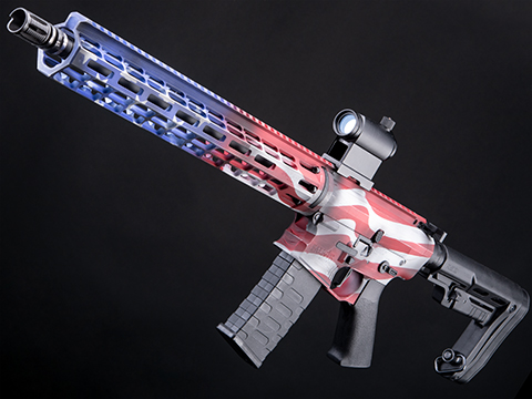 EMG x Falkor AR-15 RECCE 2.0 eSilverEdge Training Weapon M4 Airsoft AEG Rifle w/ Custom Cerakote Finish by ANM Customs (Color: Old Glory / 400 FPS)