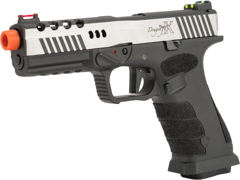 APS XTP Dragonfly X CO2 Powered Gas Blowback Airsoft Pistol (Color: Polished Two-Tone Silver / Hand-Stippled Frame)
