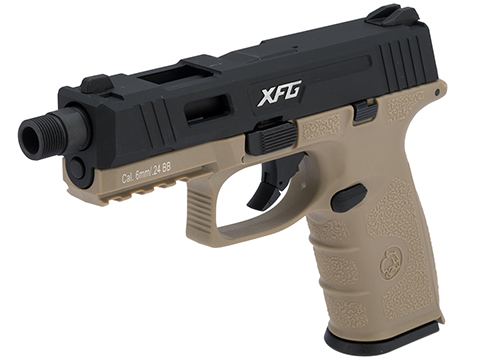ICS BLE-XFG Ambidextrous Airsoft Gas Blowback Pistol (Color: Black Slide w/ Tan Frame)