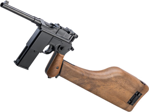 AW Custom Japanese Spec M712 Gas Blowback Airsoft Pistol with Imitation Wood Stock / Holster