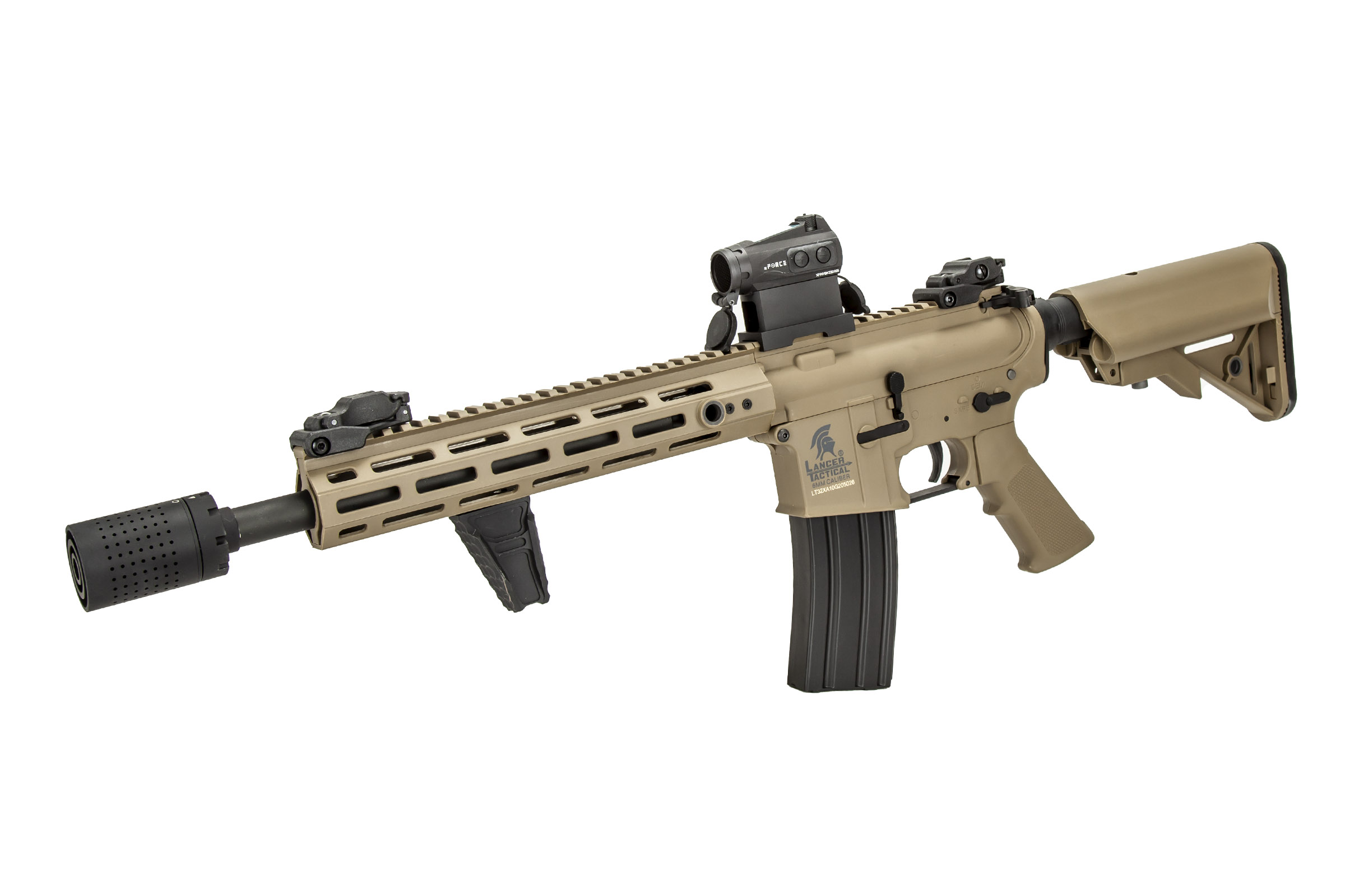 Lancer Tactical Gen 2 Hellion M-LOK LT-32XA10-G2 10″ M4 AEG Airsoft Rifle Field Ready Combo (Tan)