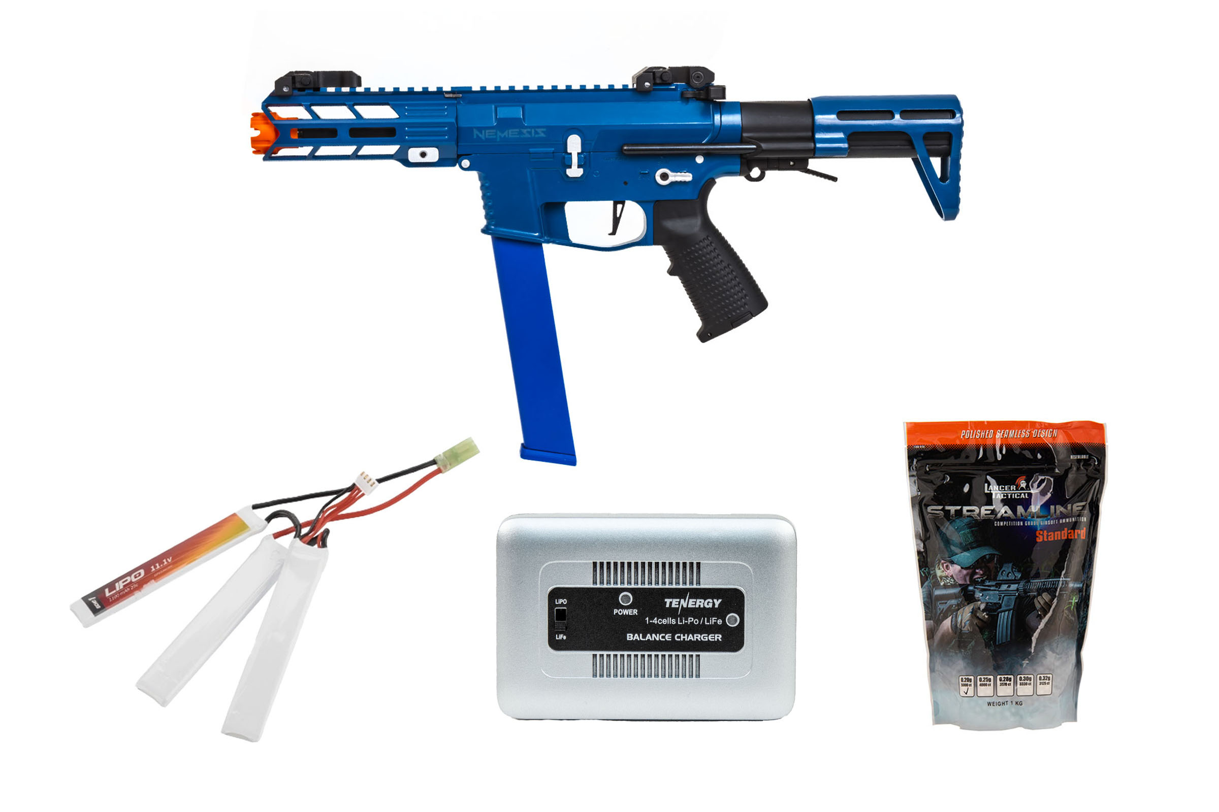 Classic Army Package #14 ft. Nemesis X9 AEG Airsoft SMG (Blue/Silver)