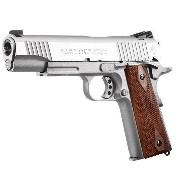 Colt Licensed 1911 Tactical Full Metal CO2 Airsoft Gas Blowback Pistol by KWC (Stainless Railed)