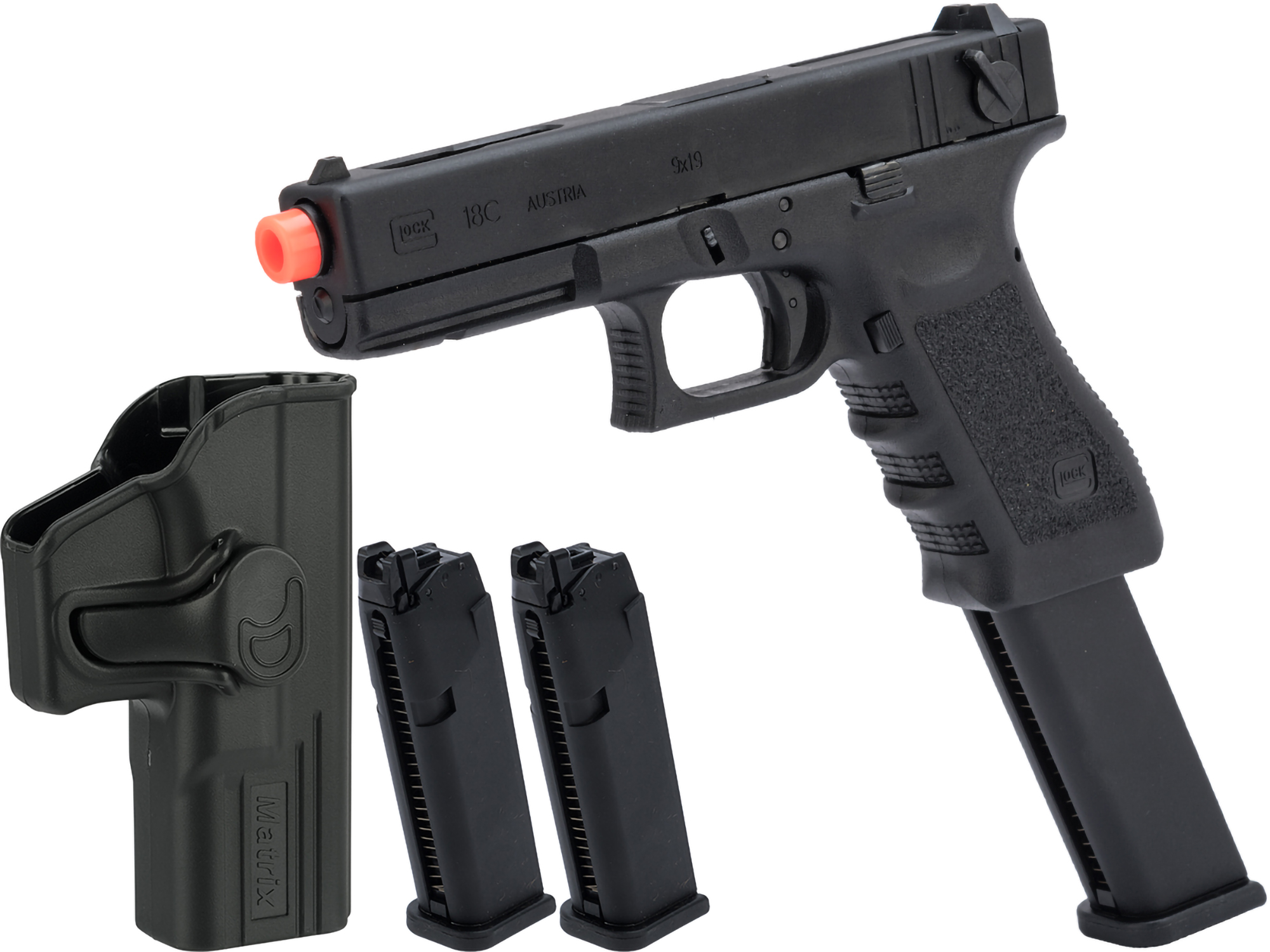 Elite Force x GLOCK 18C Select Fire Semi / Full Auto Gas Blowback Airsoft Pistol w/ Extended Mag