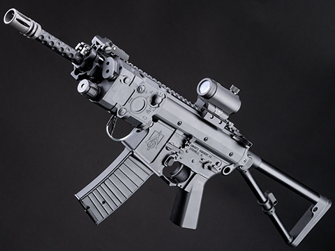 EMG x Knight’s Armament Company Delta PDW Sportsline Airsoft AEG Rifle w/ E-Shooter Kestrel ETU (Color: Black / Picatinny / 350 FPS)