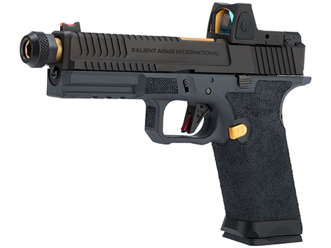 EMG x Salient Arms International BLU Airsoft Training Weapon with CNC MicroDot Cut Slide and Laser Stippled G&P Frame (Model: Grey Cerakote)