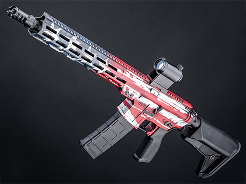 EMG x LanTac Custom Built LA-SF15 M-LOK Airsoft AEG Rifle w/ Custom Cerakote (Color: Tattered American Flag / Carbine / 400 FPS)