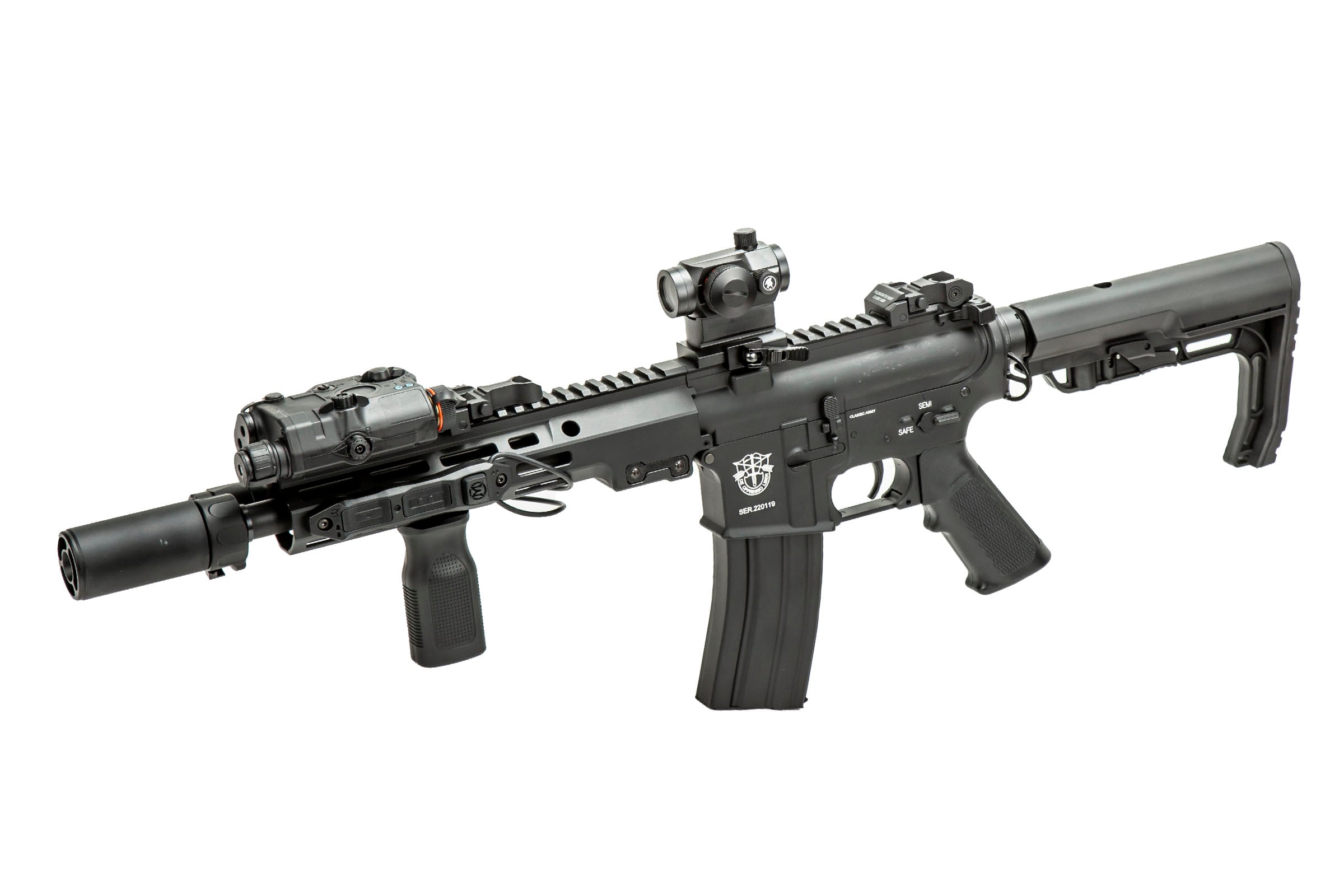 Classic Army MK16 9.5″ Full Metal M4 ECS AEG Airsoft Gun Field Ready Combo V1 (Black)