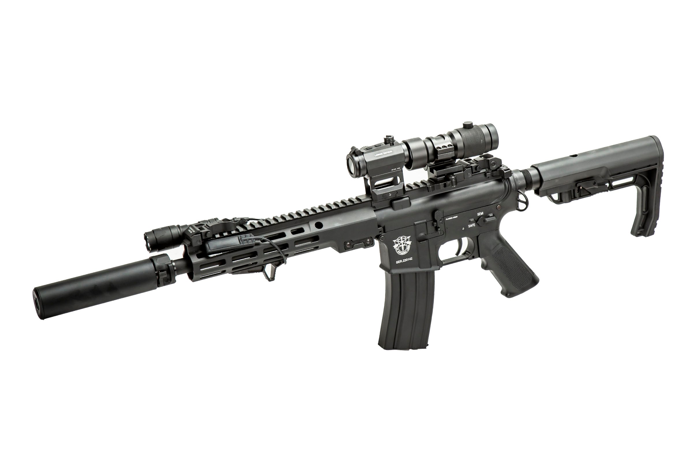 Classic Army MK16 9.5″ Full Metal M4 ECS AEG Airsoft Gun Field Ready Combo V2 (Black)