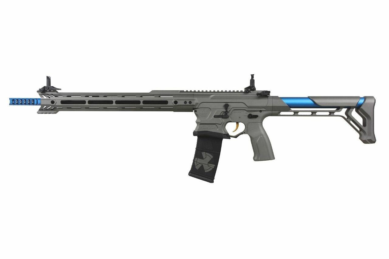 GandG BAMF Team Cobalt Kinetics M4 Advanced ETU Airsoft Rifle, Grey / Blue