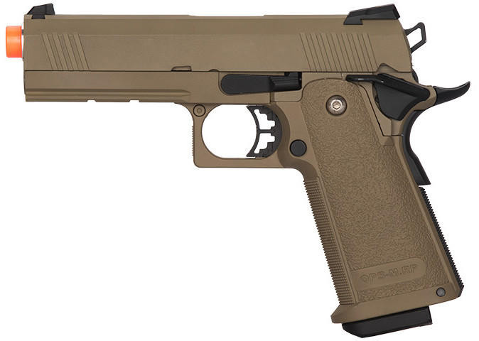 Golden Eagle IMF 3303 OPS-M.RP Tactical Hi-Capa Semi-Auto GBB Metal Airsoft Pistol, DE