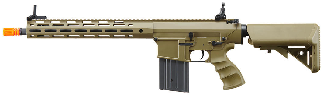 Golden Eagle SR-25K w/ URX4 M-LOK Handguard & Crane Stock AEG Airsoft Rifle, Tan