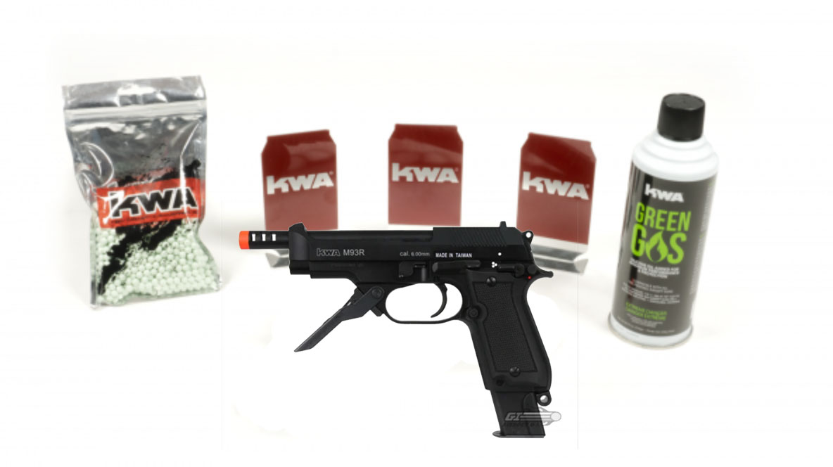 KWA M93R-2 with 3 targets, 1000rd BB, & green gas