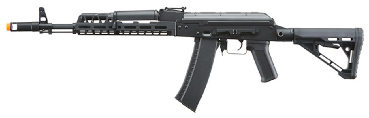 Lancer Tactical AK74 Full Metal Airsoft Rifle w/ 10.5 inch CNC M-LOK Handguard and Delta Stock, Black