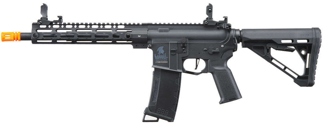Lancer Tactical Gen 3 M-LOK 10″ Airsoft M4 AEG Rifle with Delta Stock, Black