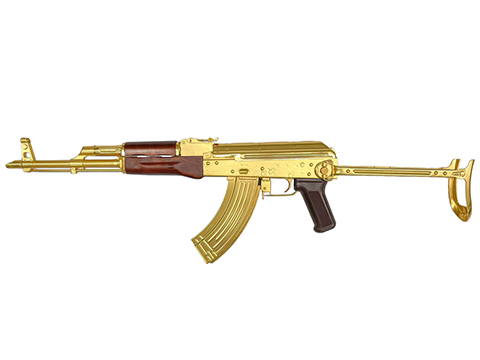 E&L 10 Years Anniversary Limited Edition 24K Gold Plated AKMS Airsoft AEG Rifle w/ GATE Aster ETU