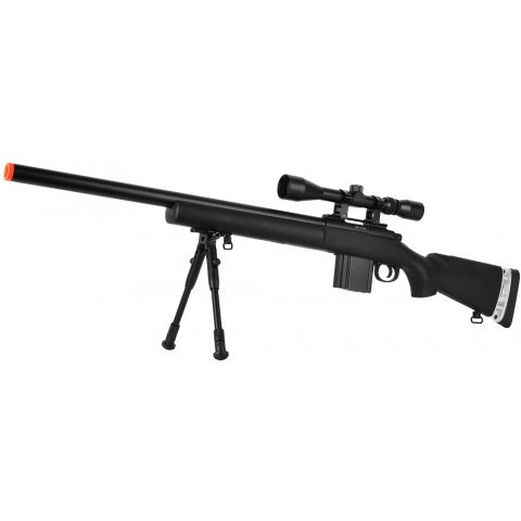 WellFire MB4404BAB Airsoft M24 Sniper Rifle w/ Scope & Bipod – BLACK