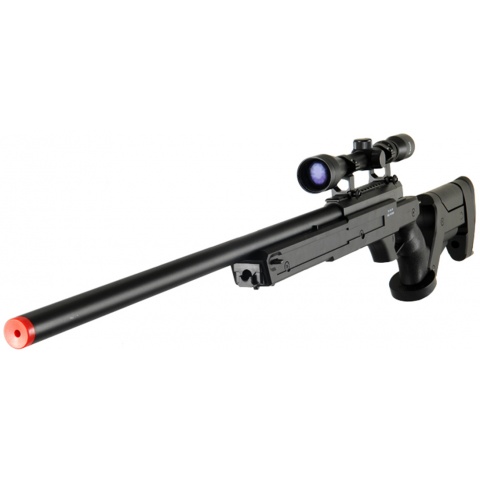 WELL Airsoft MB04 Bolt Action Rifle w/ Scope Adjustable Cheek Rest – BLACK