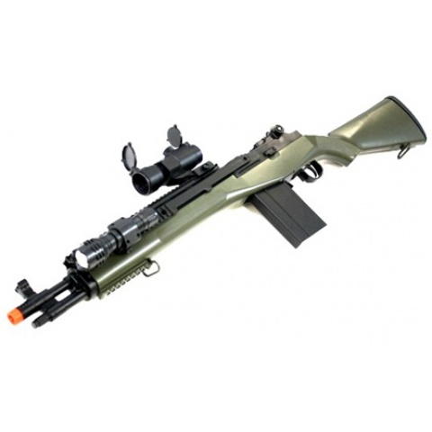AGM M14 SOCOM RIS Airsoft Sniper Rifle w/ Flashlight and Scope – OD