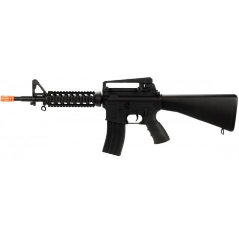 Well Airsoft M4 AEG Tactical RIS w Fixed Stock Carrying Handle – BLACK