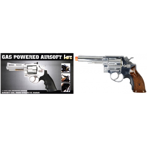 HFC Airsoft Gas Powered Revolver Pistol w/ 6 BB Shells – SILVER