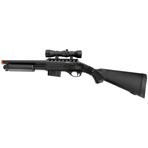 Double Eagle Airsoft Spring Tension Shotgun w/ Accessories – BLACK