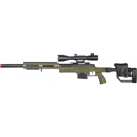 WELL Airsoft MB4410GA2 Bolt Rifle w/ Illuminated Scope – OD GREEN