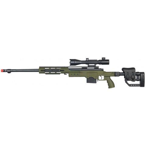 WELL Airsoft MB4411GA2 Bolt Rifle w/ Scope & Fluted Barrel – OD GREEN
