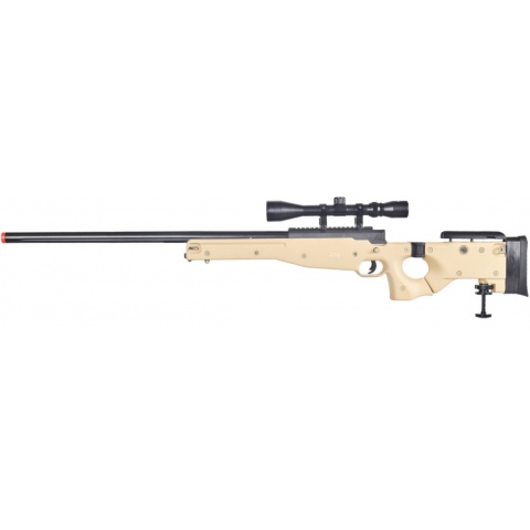 WELL Airsoft MB08TA AWP Bolt Rifle w/ Folding Stock & Scope – TAN