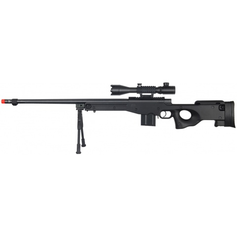 WellFire Airsoft L96 Fluted Bolt Action Illuminated Scope Rifle – BLACK