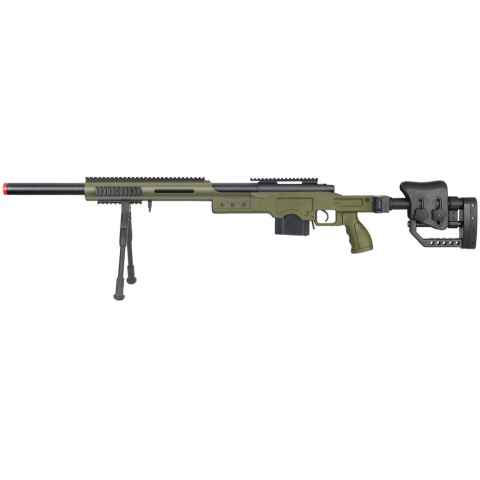 Well Airsoft M24 Bolt Action Rifle w/ Fiber Stock & Bipod – OD GREEN