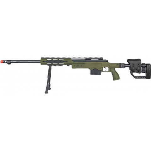 Well Airsoft M24 Bolt Action Rifle w/ Fluted Barrel & Bipod – OD GREEN