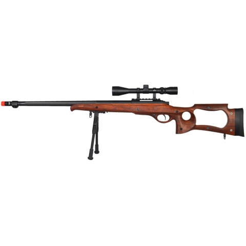 UK Arms Airsoft Bolt Action Scope Bipod Rifle w/ Fluted Barrel – WOOD