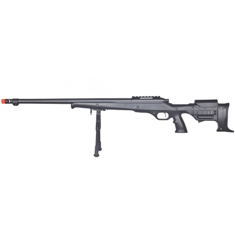 Well Airsoft Bolt Action Fluted Barrel Rifle w/ Bi-Pod – BLACK