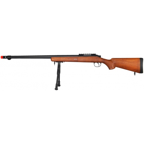 UK Arms Airsoft VSR-10 Bolt Action Rifle w/ Fluted Barrel Bipod – WOOD