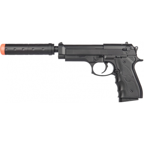UK Arms G52A M9 Airsoft Spring Pistol w/ Mock Suppressor – BLACK