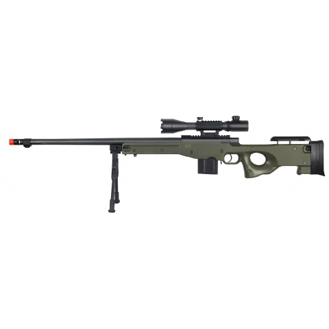 Wellfire Fluted Bolt Action Airsoft Rifle w/ Scope, Bipod – OD GREEN