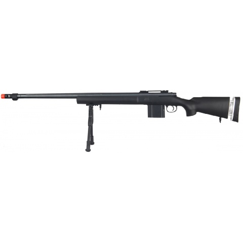 Wellfire Airsoft Bolt Action Rifle w/ Fluted Barrel & Bipod – BLACK