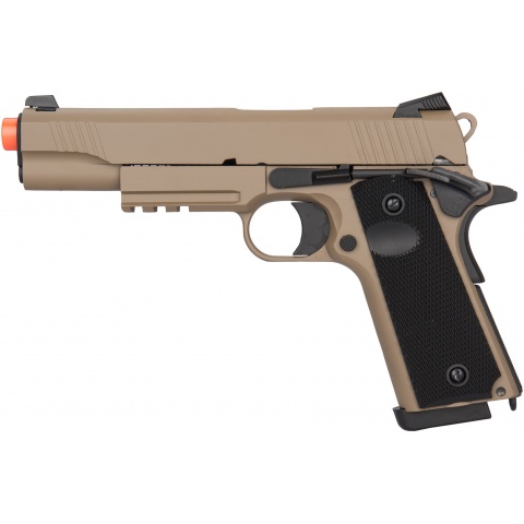Double Bell M1911 Tactical GBB Airsoft Pistol (Low Velocity) – TAN