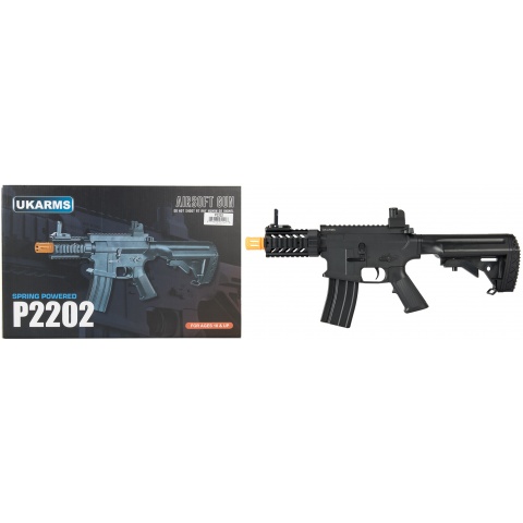 UK Arms P2202 CQB 3.5″ Quad RIS M4 Spring Rifle – BLACK