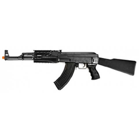 Lancer Tactical AK47 RIS Airsoft AEG Rifle w/ Foldable Foregrip – BLACK