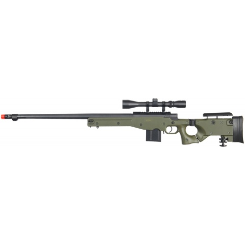 WellFire Airsoft L96 AWP BOLT Action Rifle w/ Fluted Barrel, Duplex Scope – OD